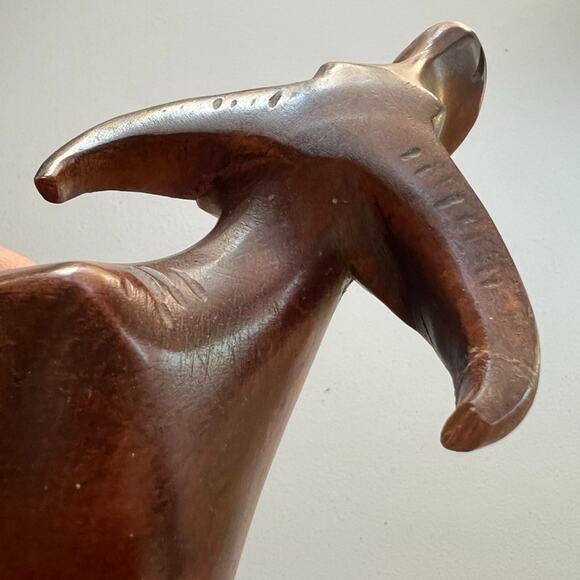 Vintage Water Buffalo Small Wood Figurine Sculpture Hand Carved 6" High - Picture 6 of 15